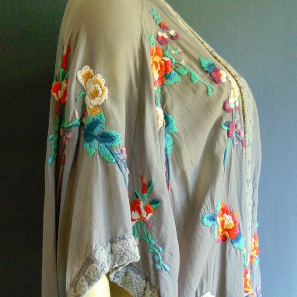 Johnny Was Embroidered Floral Kimono Jacket L - Picture 8 of 12